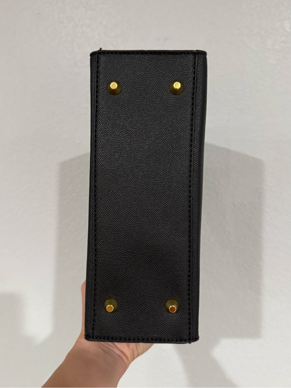 Structured Black Top-Handle Women's Bag with Gold Hardware - Picture 5 of 5